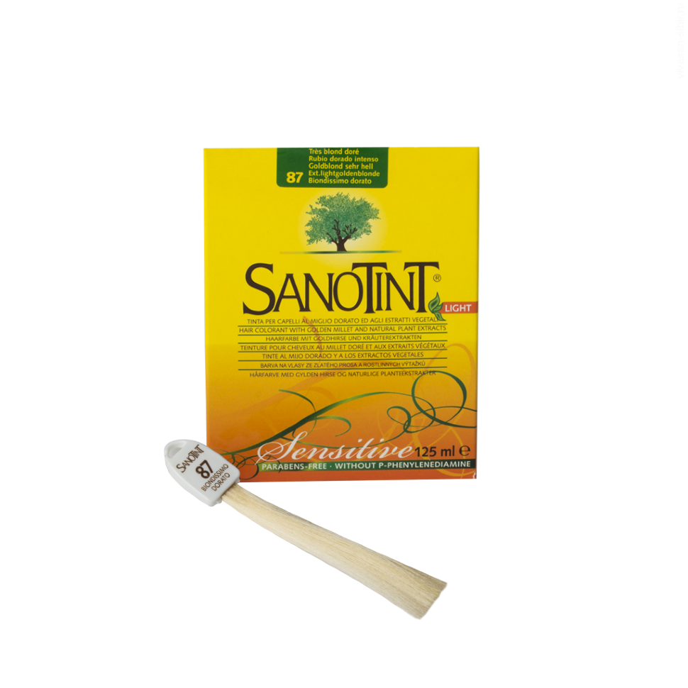 Краска для волос SanoTint Light. ЭКСТРА СВЕТЛЫЙ ЗОЛОТИСТЫЙ БЛОНДИН 87